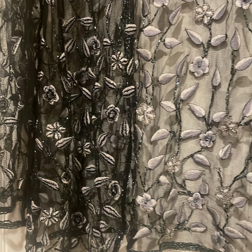 Black Sheer Embroidered Stole - Picture 4 of 6